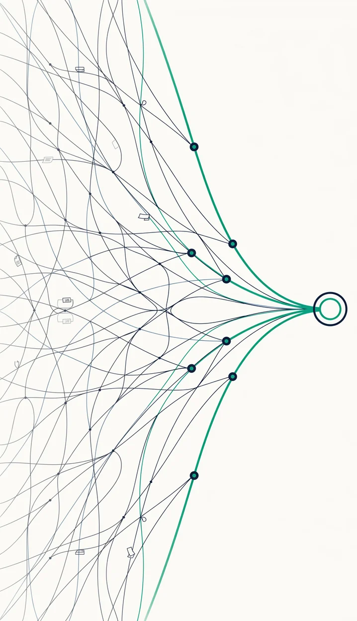 Disconnected manual workflows resolving into a single automated connection point